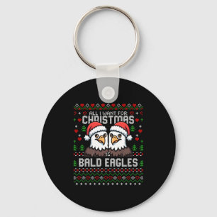 Cute Bald Eagles Christmas Ugly Xmas Sweater Patri Key Ring