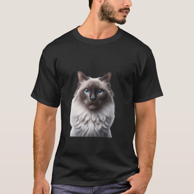 Cute Balinese Cat Tee - Lover's Feline Portrait Sh (Front)
