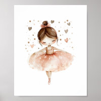 Cute Ballerina Ballet Dance Love Hearts Watercolor