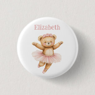 Cute ballerina bear 3 cm round badge