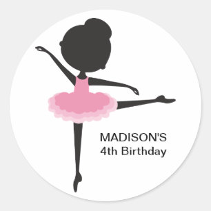 Cute Ballerina Birthday Favour Stickers