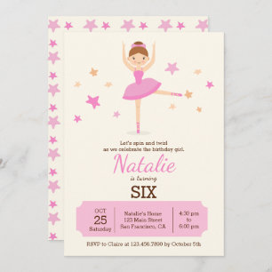 Cute Ballerina Birthday Party Invitation