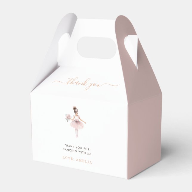 Cute Ballerina Birthday Party Pink Watercolor  Favour Box (Front Side)