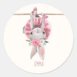 Cute Ballerina Bunny   Personalised Classic Round Sticker
