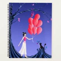Cute Ballerina & Cat Night Sky