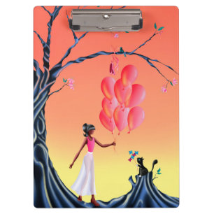 Cute Ballerina & Cat Sunset Clipboard