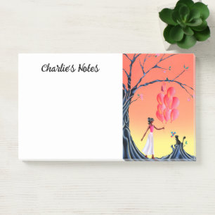 Cute Ballerina & Cat Sunset Post-it Notes