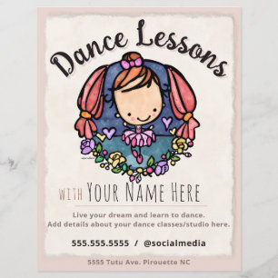 Cute Ballerina Dance Lessons Studio Business Card