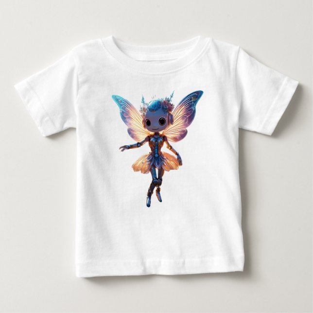Cute Ballerina Dancing Robot Pixie Baby T-Shirt (Front)