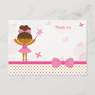 Cute ballerina fairy girls birthday thank you card