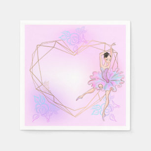 Cute Ballerina Geometric Girls Special Pink Party Napkin