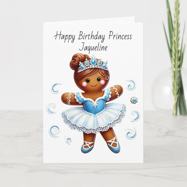 cute ballerina gingerbread girl birthday Card (Front)