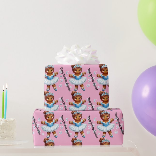 cute ballerina gingerbread girl  wrapping paper (Party Gifts)