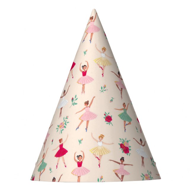 Cute Ballerina Girl Birthday Party Hat (Front)