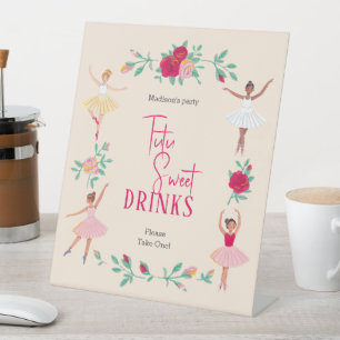 Cute Ballerina Girl Birthday Party Pedestal Sign