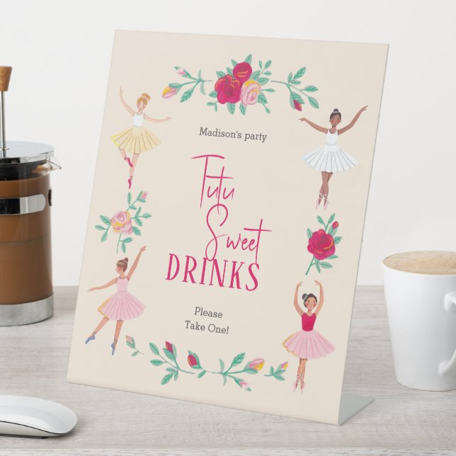 Cute Ballerina Girl Birthday Party Pedestal Sign (In SItu)