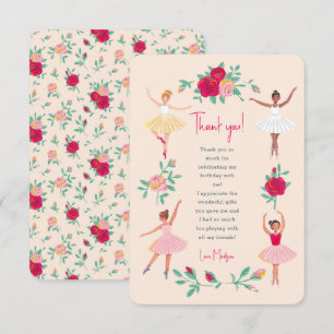Cute Ballerina Girl Birthday Party Thank You Card