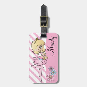 Cute Ballerina Girl DIY Text Pink Luggage Tag