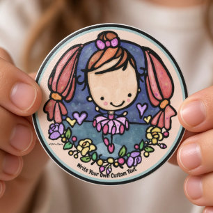 Cute Ballerina Girl Kawaii Ballet Dancer Whimsical Classic Round Sticker