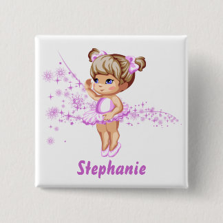 Cute Ballerina Girl Personalised Pinback Button