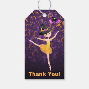 Cute Ballerina Halloween Bat Moons Ballet Favour Gift Tags