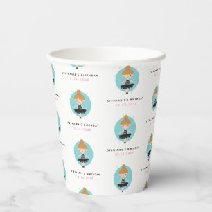 Cute Ballerina in Black Dress Kids Birthday Party  Paper Cups