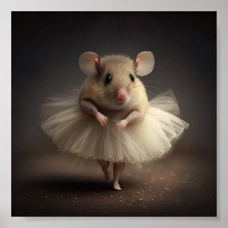 Cute ballerina mouse poster