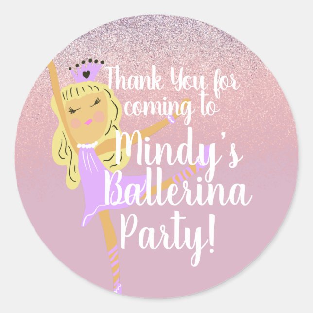 Cute Ballerina Party Doodle  Classic Round Sticker (Front)