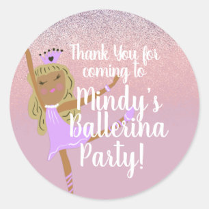Cute Ballerina Party Doodle  Classic Round Sticker