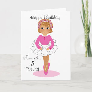 Cute Ballerina Personalised Birthday Card