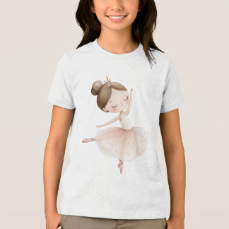Cute Ballerina Pink Gold Stars Watercolor Girl Tri-Blend Shirt