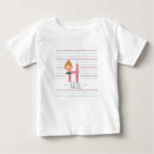 Cute Ballerina Plush Pink Letter H Toddler Baby Baby T-Shirt