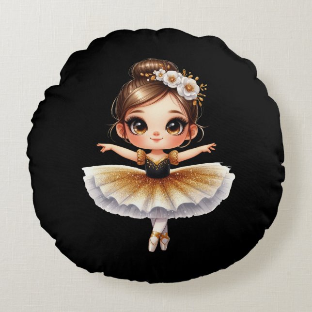 Cute Ballerina Round Cushion (Front)