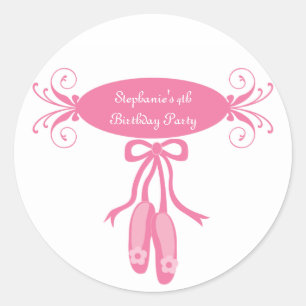 Cute ballerina slippers birthday party stickers