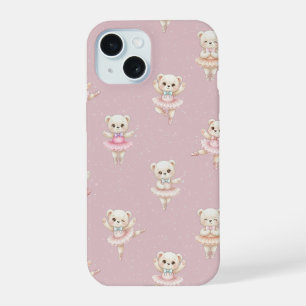 Cute Ballerina Teddy Bear Blush Pink Throw Pillow iPhone 15 Case