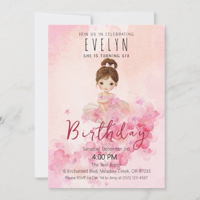 Cute Ballerina TuTu Birthday Invitation (Front)