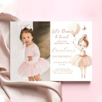 Cute Ballet Ballerina Birthday Photo Invitation