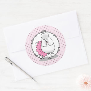 Cute Ballet Ballerina Princess Poodle Dog (white) Classic Round Sticker