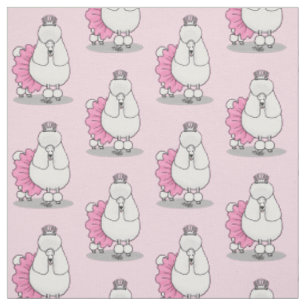 Cute Ballet Ballerina Princess Poodle Dog (white) Fabric