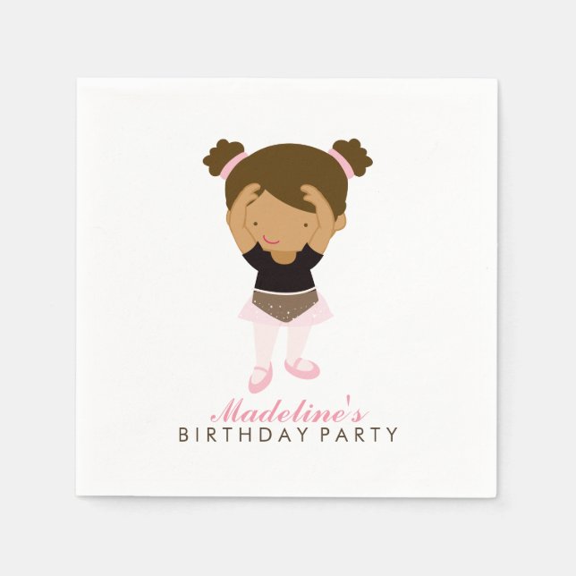 Cute Ballet Dancer Girl's Birthday Party Napkin (Front)