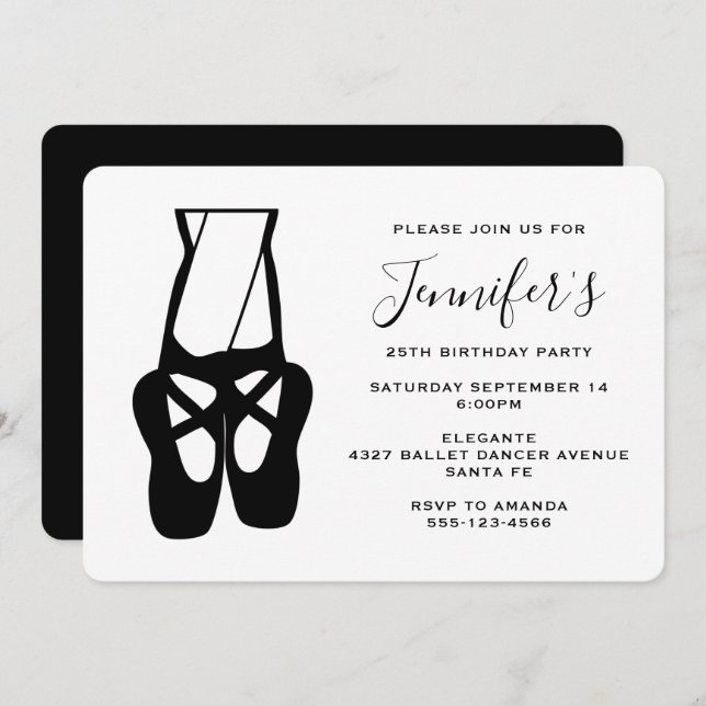 Cute Ballet Dancer Legs & Slippers Birthday Invitation (Front/Back)
