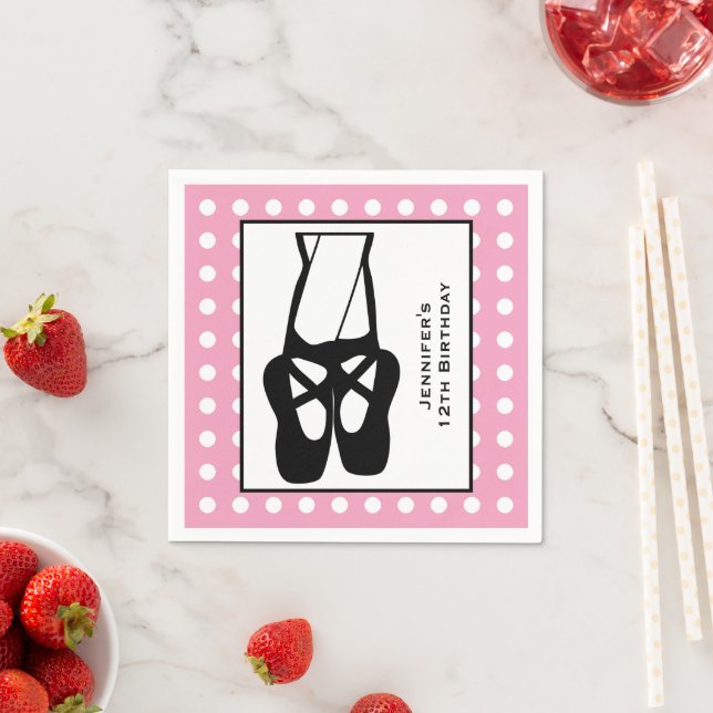 Cute Ballet Dancer Legs & Slippers Birthday Napkin (Insitu)