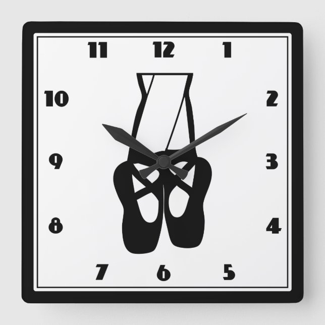 Cute Ballet Dancer Legs & Slippers Square Wall Clock (Front)