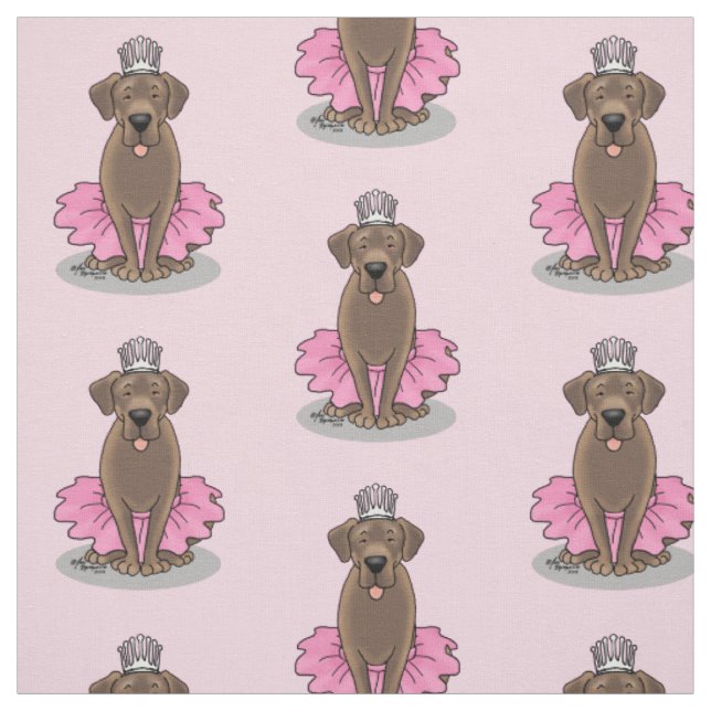 Cute Ballet Princess Chocolate Labrador Retriever Fabric (Swatch)