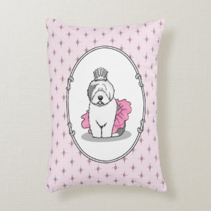 Cute Ballet Princess Old English Sheepdog Grey 1 Decorative Cushion
