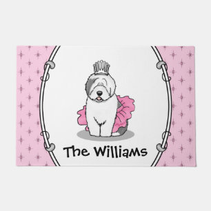 Cute Ballet Princess Old English Sheepdog Grey 1 Doormat