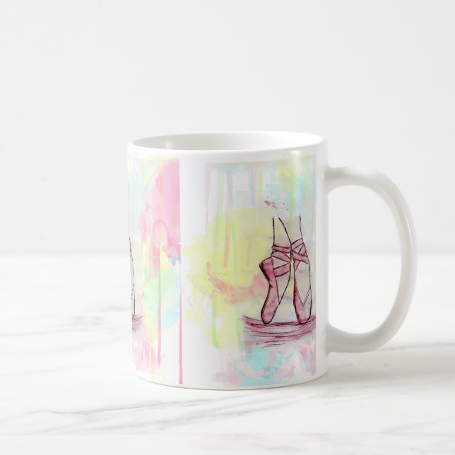 Cute Ballet shoes sketch Watercolor hand drawn Coffee Mug (Right)