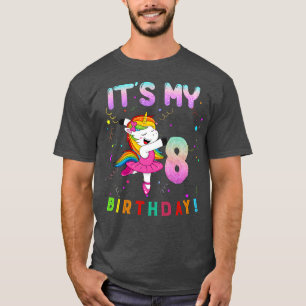 Cute Ballet Unicorn Its My 8th Birthday T-Shirt