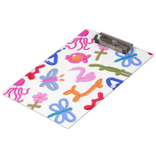 Cute Balloon Animals Colourful Kids Pattern Clipboard
