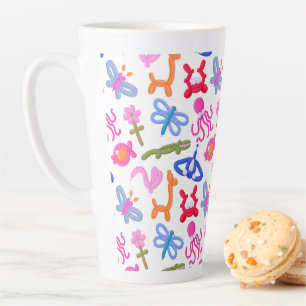 Cute Balloon Animals Colourful Kids Pattern Latte Mug